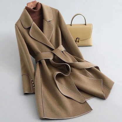 Manteau d'hiver Slim Fit ceinture style portefeuille longueur genou