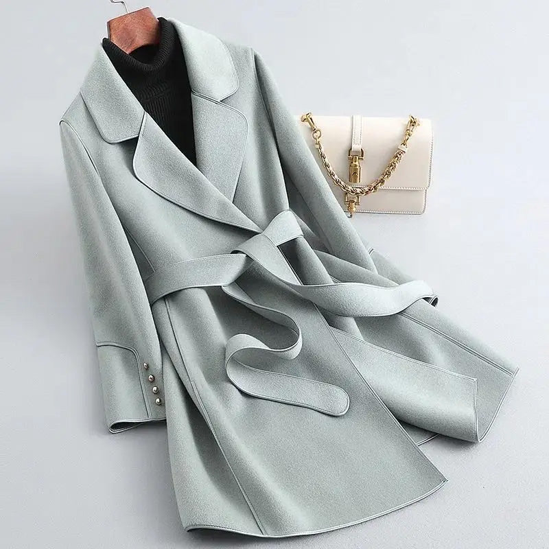 Manteau d'hiver Slim Fit ceinture style portefeuille longueur genou