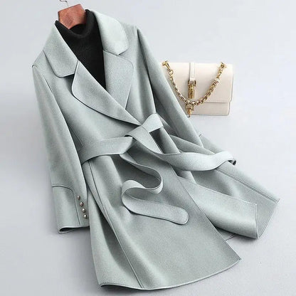 Manteau d'hiver Slim Fit ceinture style portefeuille longueur genou