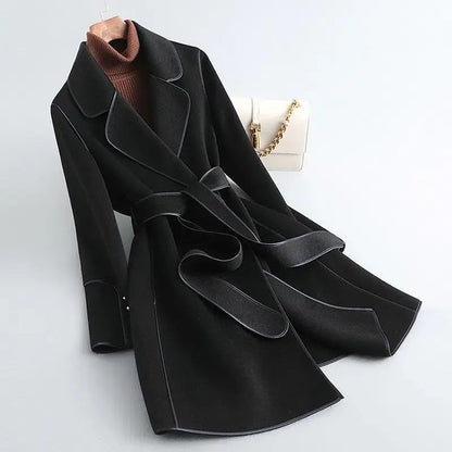 Manteau d'hiver Slim Fit ceinture style portefeuille longueur genou