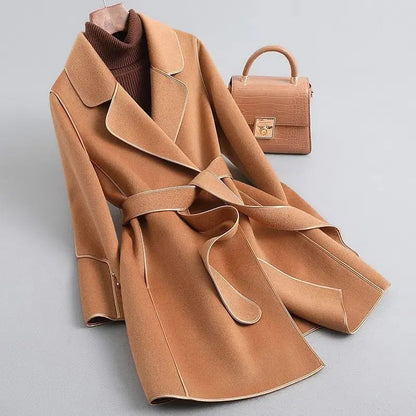Manteau d'hiver Slim Fit ceinture style portefeuille longueur genou