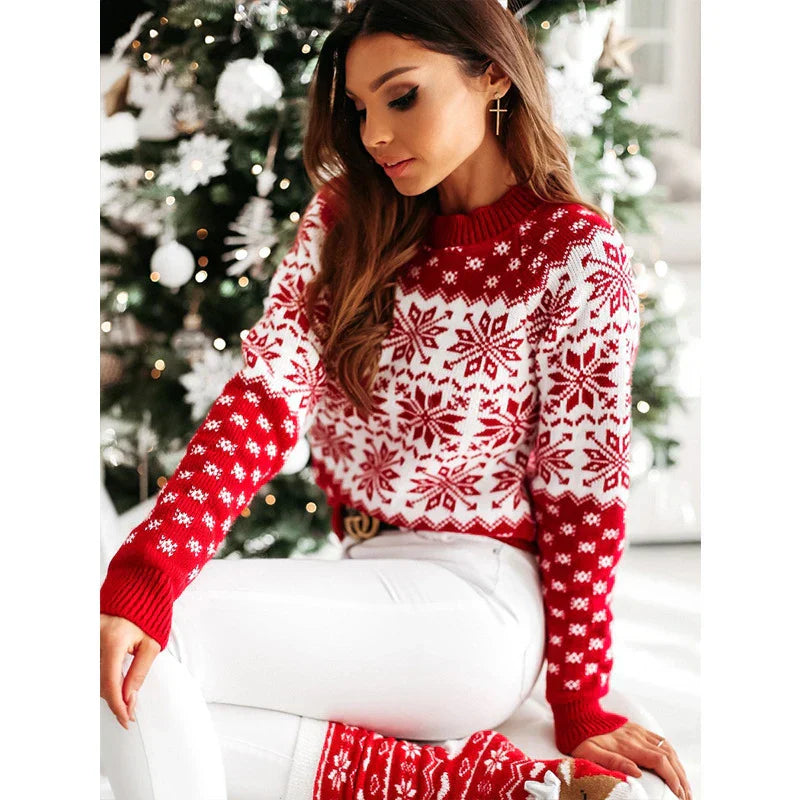 Pull de Noël femme motif flocon de neige