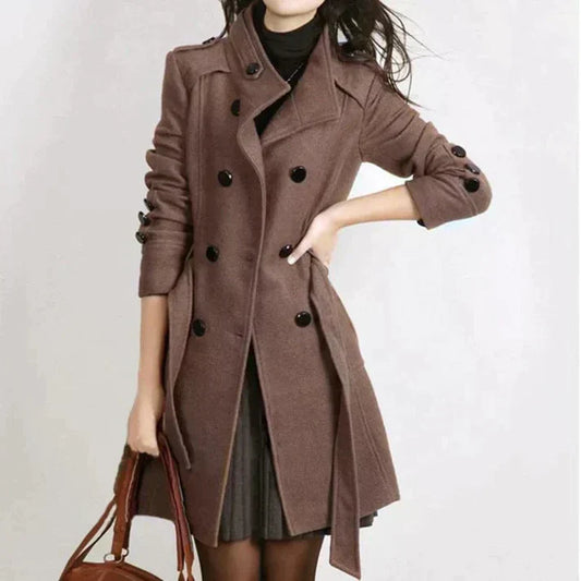 Modische Damenjacke mit Gürtel Elegant Damenschwarz - IdealeKleiden