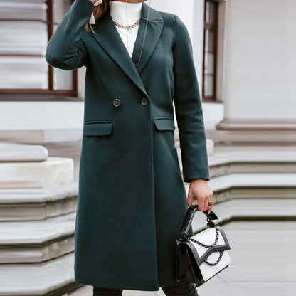 Long manteau femme élégant patte de boutonnage