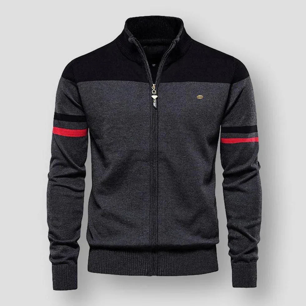 Gilet homme style blouson en cuir à fermeture éclair