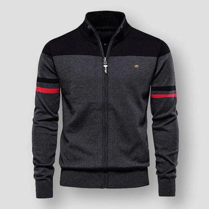 Gilet homme style blouson en cuir à fermeture éclair