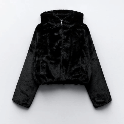 Blouson d'hiver stylé en similicuir pour femme