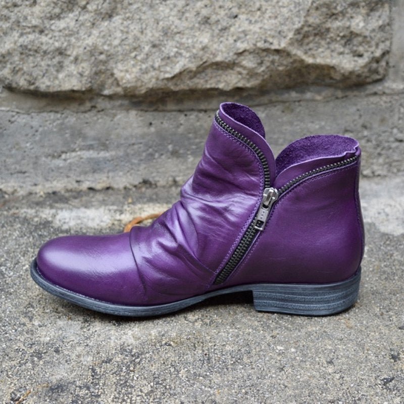 Bottines élégantes en cuir noir, coupe ajustée