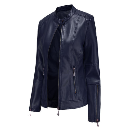 Veste en cuir automne femme élégante