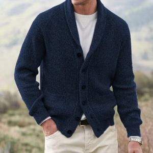 Gilet cardigan homme tricot moderne col châle