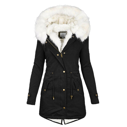 Warme Damen Winterjacke Fleece Gefüttert - IdealeKleiden