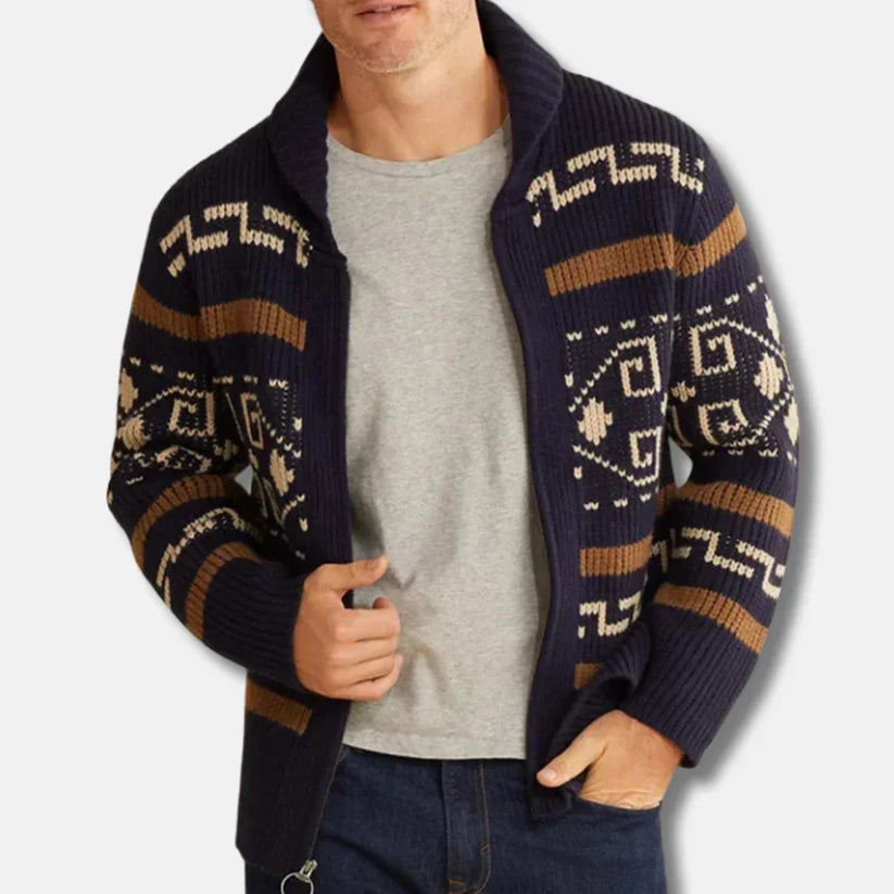 Cardigan homme en laine avec fermeture éclair