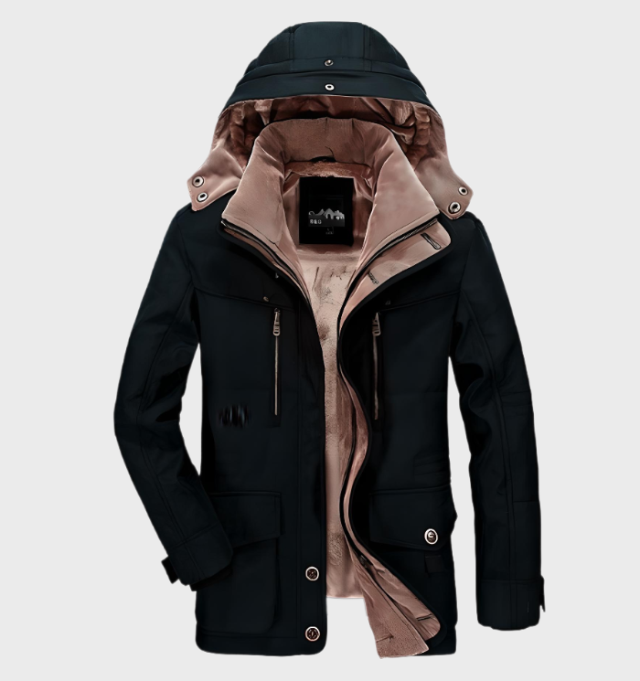 Parka d'hiver homme chaud capuche poches