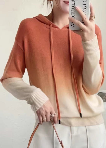 Pull en laine à capuche dégradé automnal