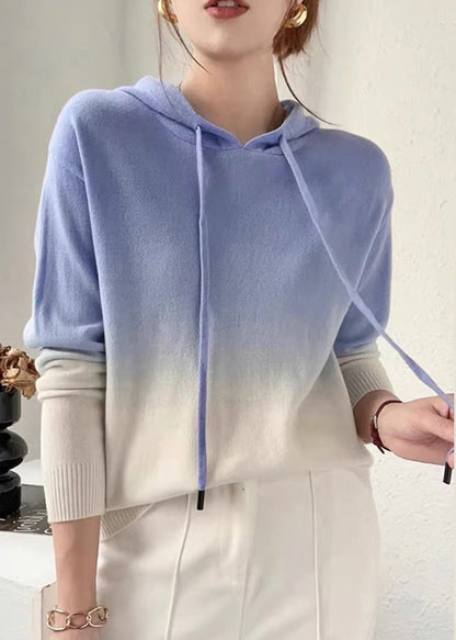 Pull en laine à capuche dégradé automnal