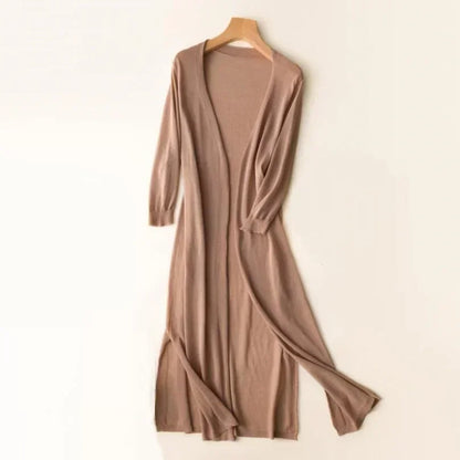 Cardigan long élégant drapé femme