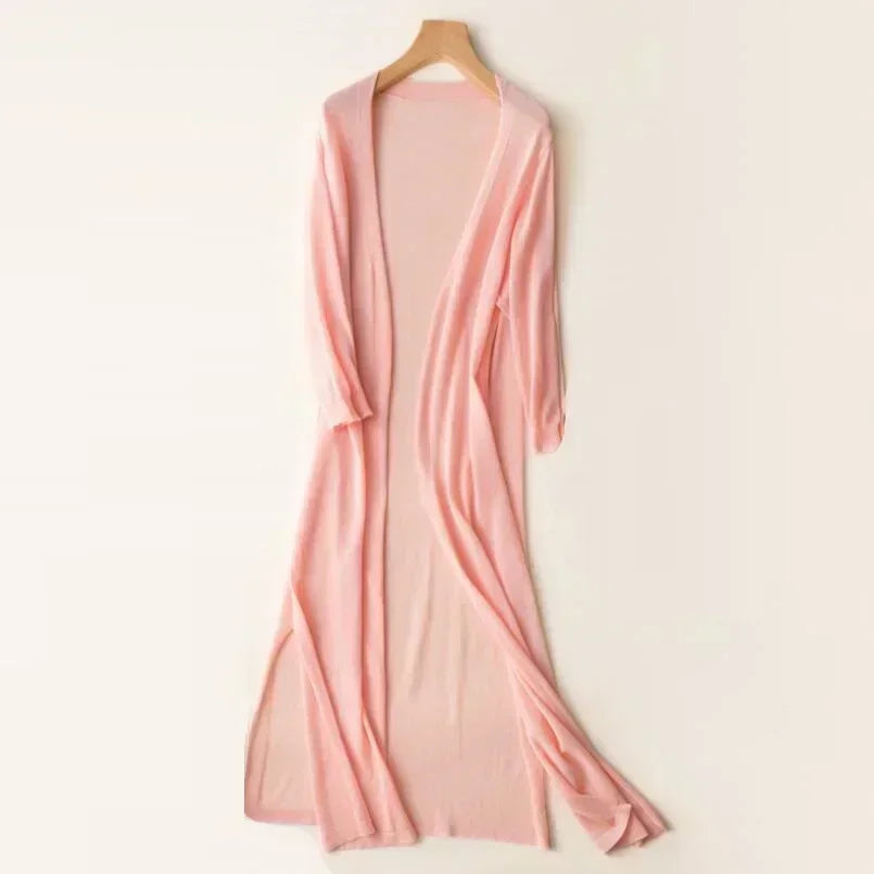 Cardigan long élégant drapé femme