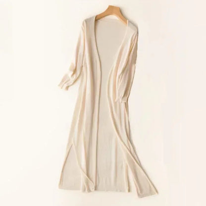 Cardigan long élégant drapé femme