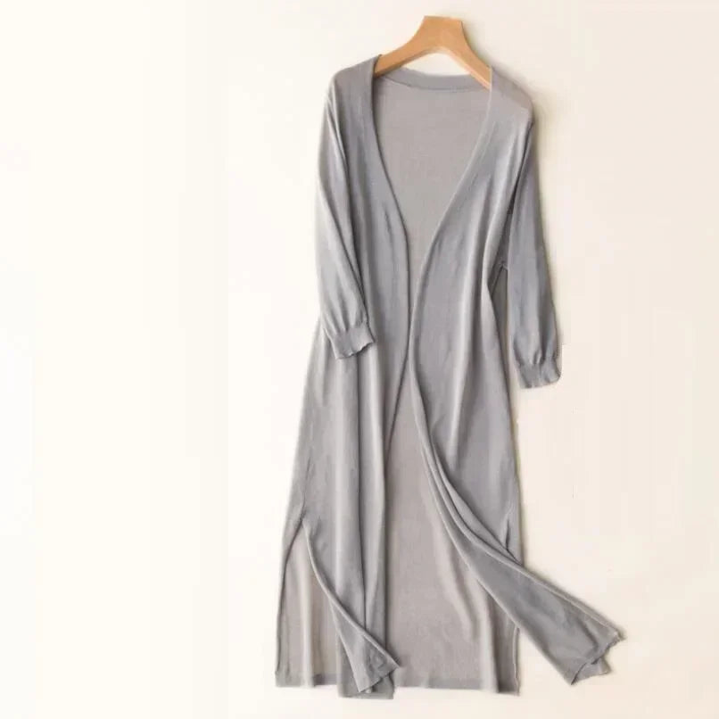 Cardigan long élégant drapé femme
