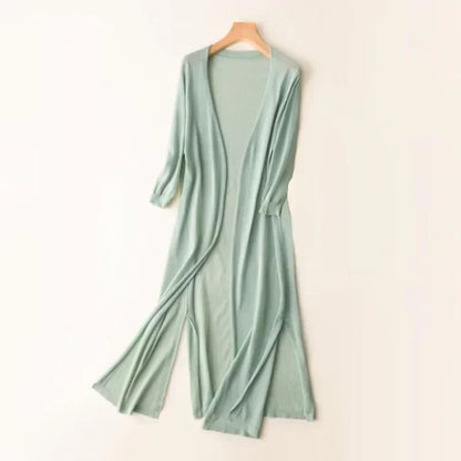 Cardigan long élégant drapé femme