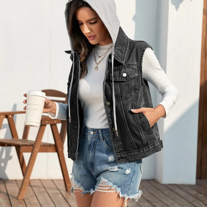 Gilet en jean moderne coupe slim femme