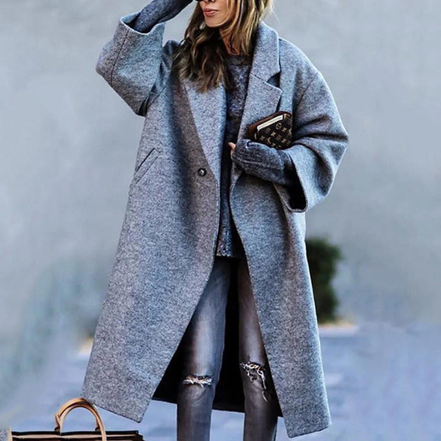Manteau long femme style automne chaud