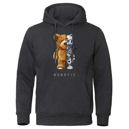 Sweat à capuche douillet motif ours en peluche
