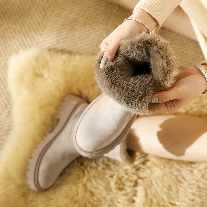 Winterstiefel Damen Fell Warm Plateau - IdealeKleiden