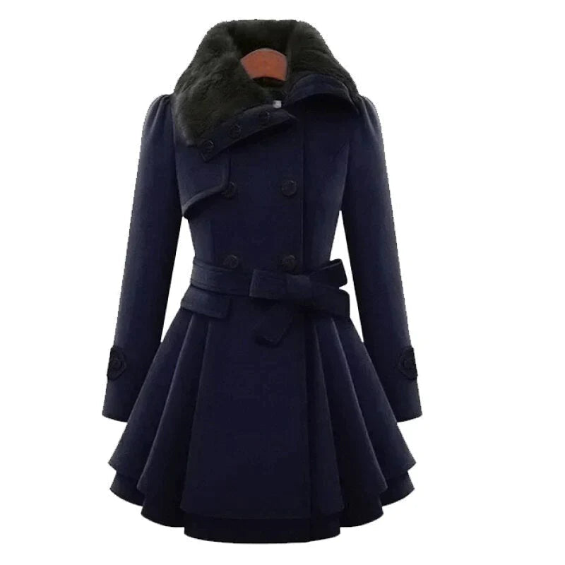 Trench-coat stylé pour femme avec fausse fourrure douce