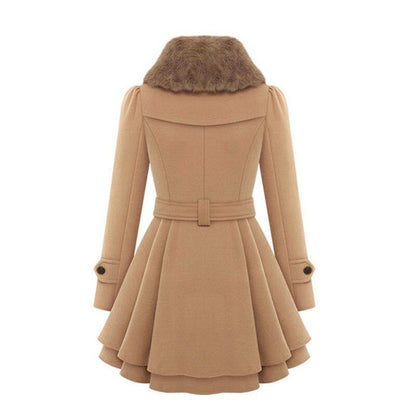 Wintermantel Damen Warm Kunstfellkragen - IdealeKleiden