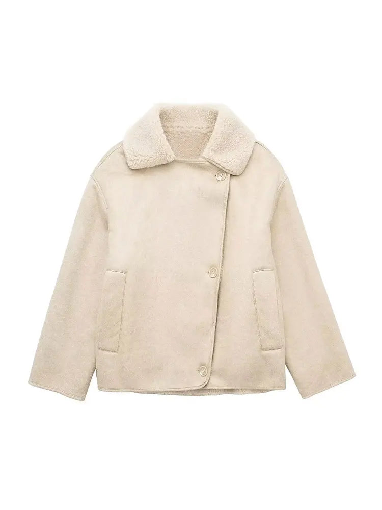 Blouson oversize en peau de mouton style vintage