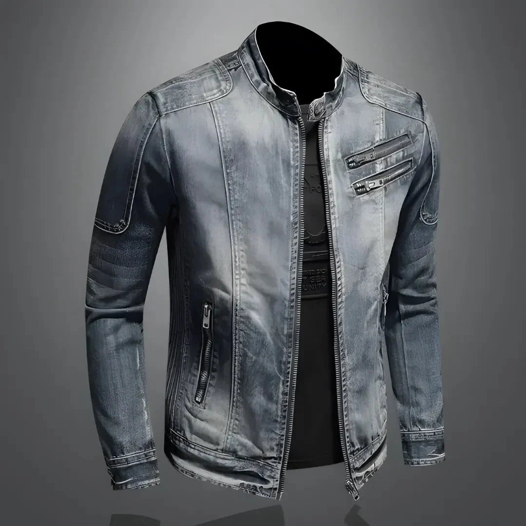 Veste en jean délavé effet vintage