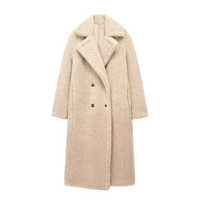 Manteau long en peluche pour femme style moderne chic