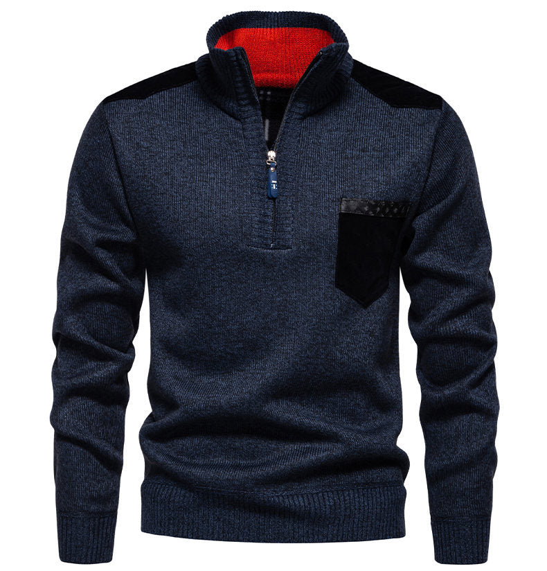 Pull Homme Moderne Col Semi-Montant Design Élégant