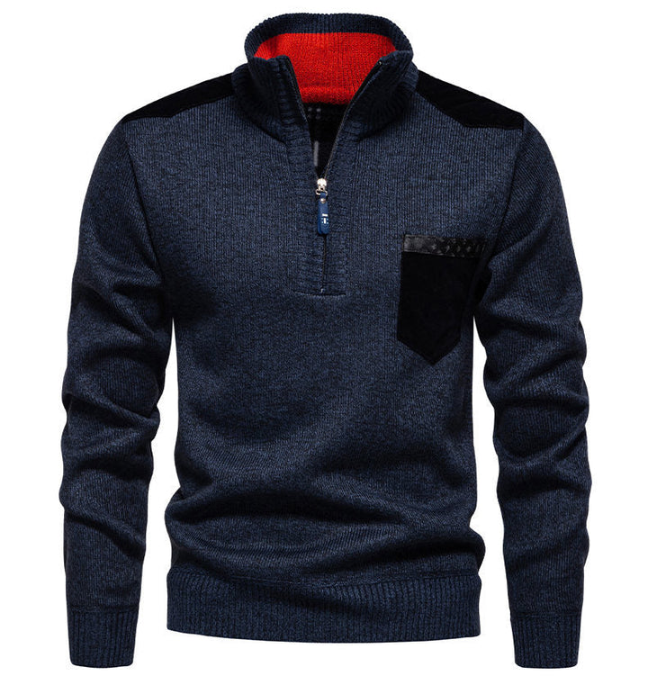 Pull Homme Moderne Col Semi-Montant Design Élégant