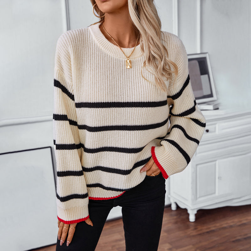 Gestreifter Strickpullover Weich & Bequem - IdealeKleiden