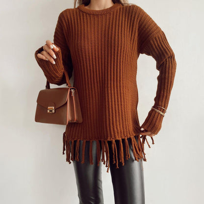Pull tricoté femme Décontracté Franges Doux