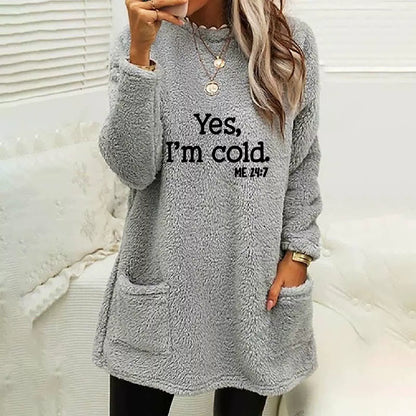 Sweat-shirt grande taille en polaire double face à manches longues avec poches