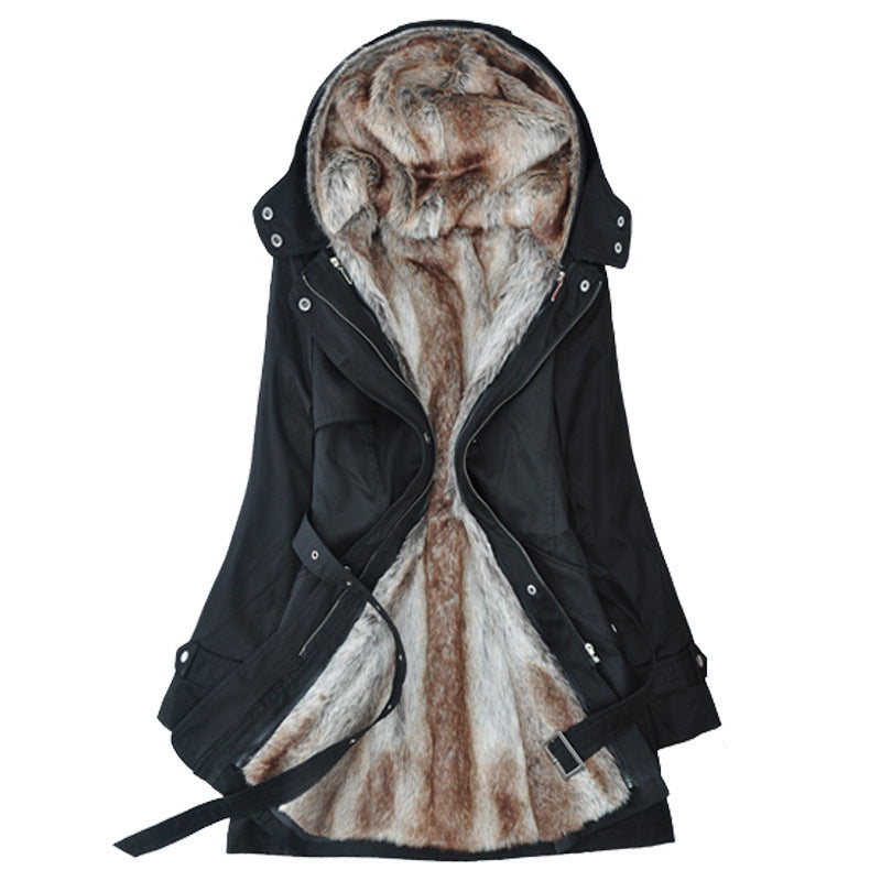 Parka d'hiver doublé pour femme avec capuche