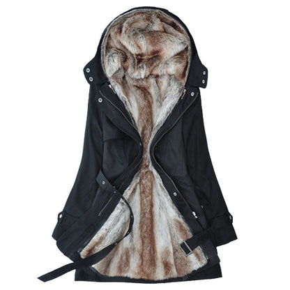 Parka d'hiver doublé pour femme avec capuche