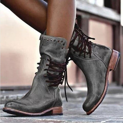 Chelsea Boots femme Chic Laçage Clous Design