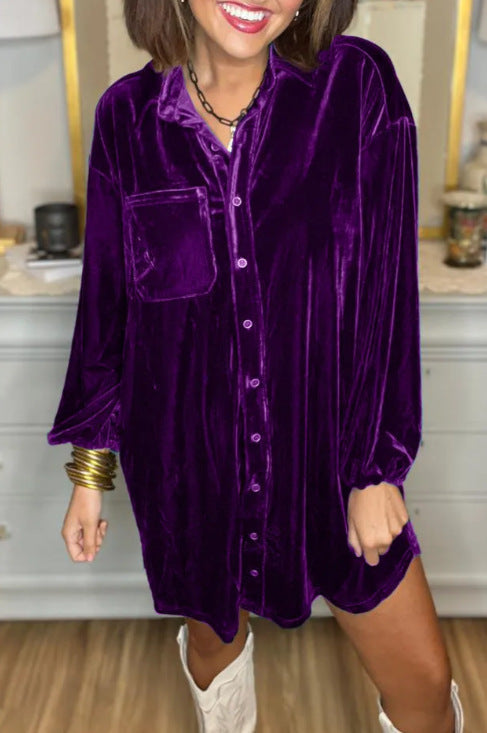 Robe en velours pour femme Douce Élégance