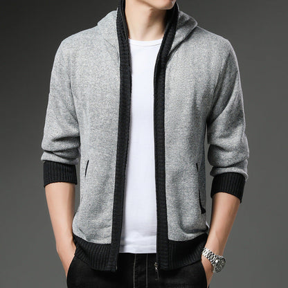 Cardigan Homme Moderne Capuche Noir Blanc