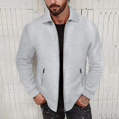 Gilet en tricot pour homme, coupe moderne, texturé, avec fermeture éclair optimale