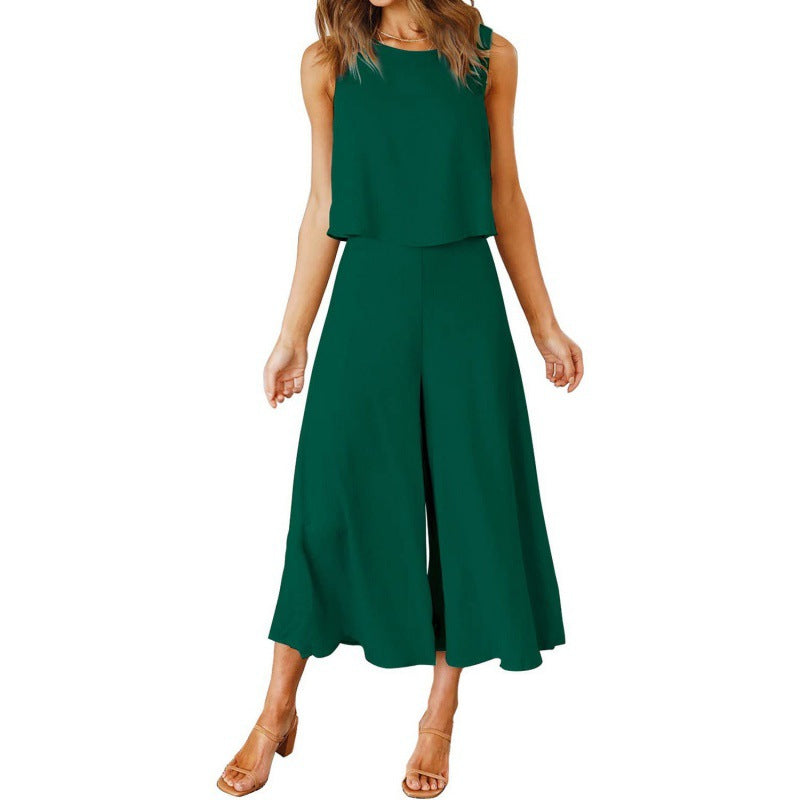 Combinaison élégante fluide jambe large pour femme