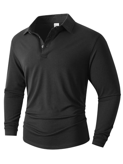 Polo à manches longues pour hommes, coupe ajustée moderne