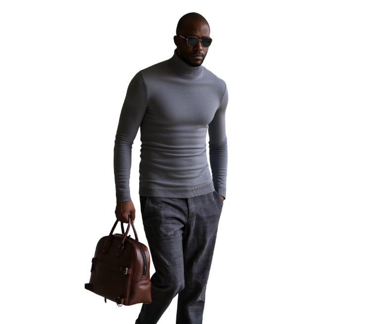 Pull col roulé homme, finement structuré, design élégant