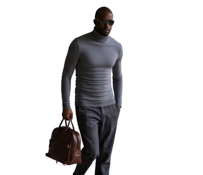Pull col roulé homme, finement structuré, design élégant