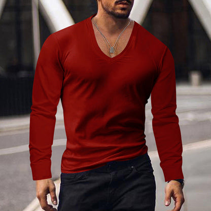 T-shirt manches longues homme Col V Confort Coton