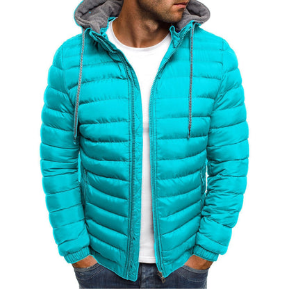 Veste matelassée coupe-vent à capuche pour homme